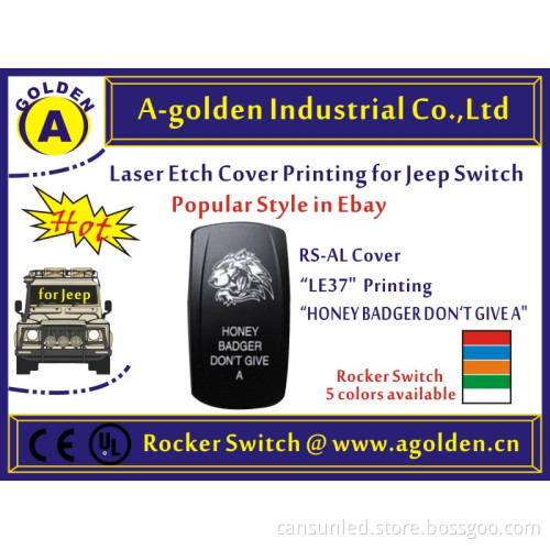 HOT cover! Carling Style 12V/ 24V LED Rocker Switch T85 15A Waterproof Cover "L" type new HONEY BADGER DON'T GIVE A writing